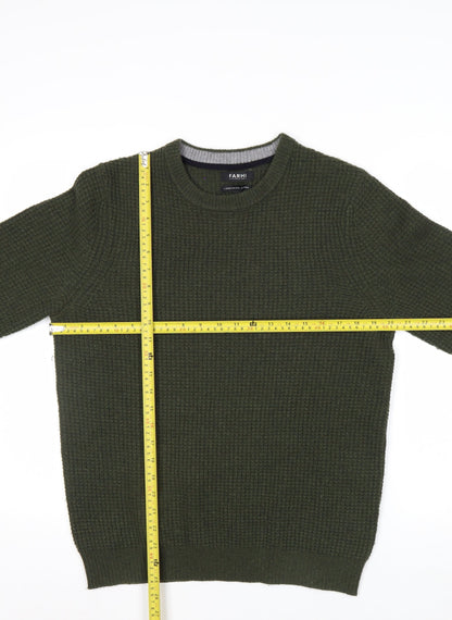 FARHI by Nicole Farhi Men's Green Wool Blend Waffle Knit Jumper M