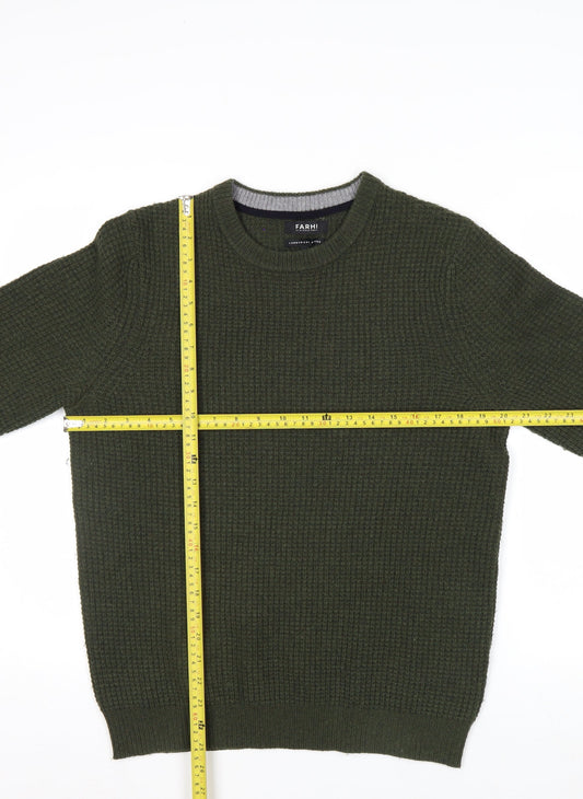 FARHI by Nicole Farhi Men's Green Wool Blend Waffle Knit Jumper M