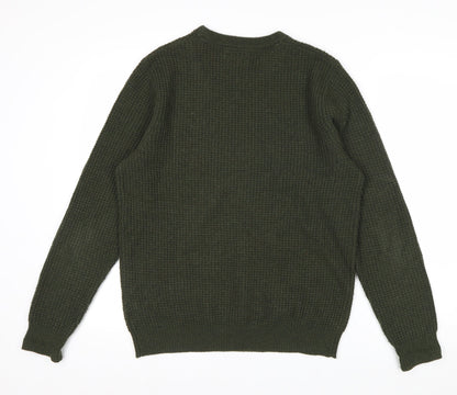 FARHI by Nicole Farhi Men's Green Wool Blend Waffle Knit Jumper M