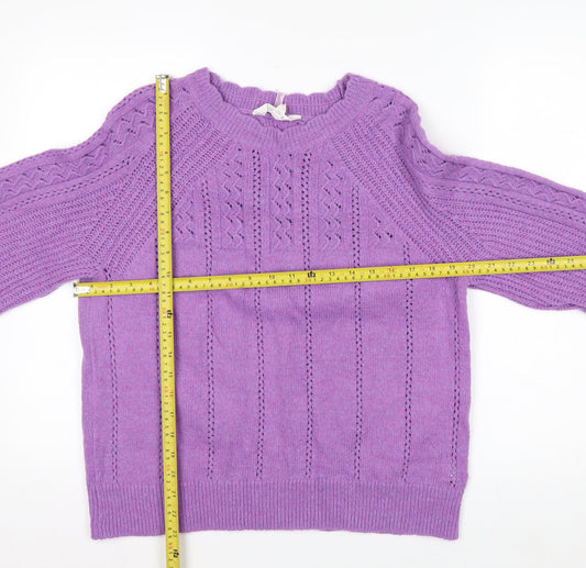 Marks and Spencer Per Una Women's Purple Cable Knit Jumper Size 16