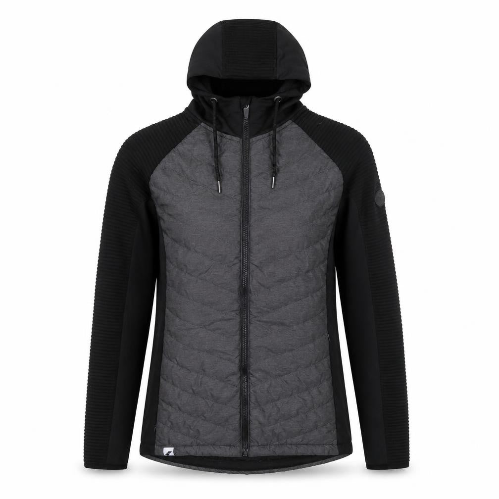 Trespass Women Black Grey Quilted Hooded Full Zip Jacket UK 12