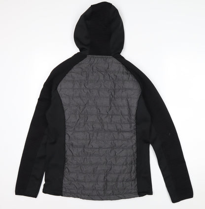 Trespass Women Black Grey Quilted Hooded Full Zip Jacket UK 12