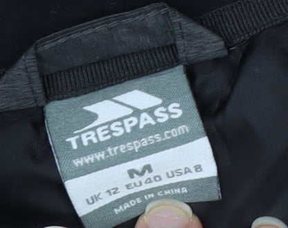 Trespass Women Black Grey Quilted Hooded Full Zip Jacket UK 12