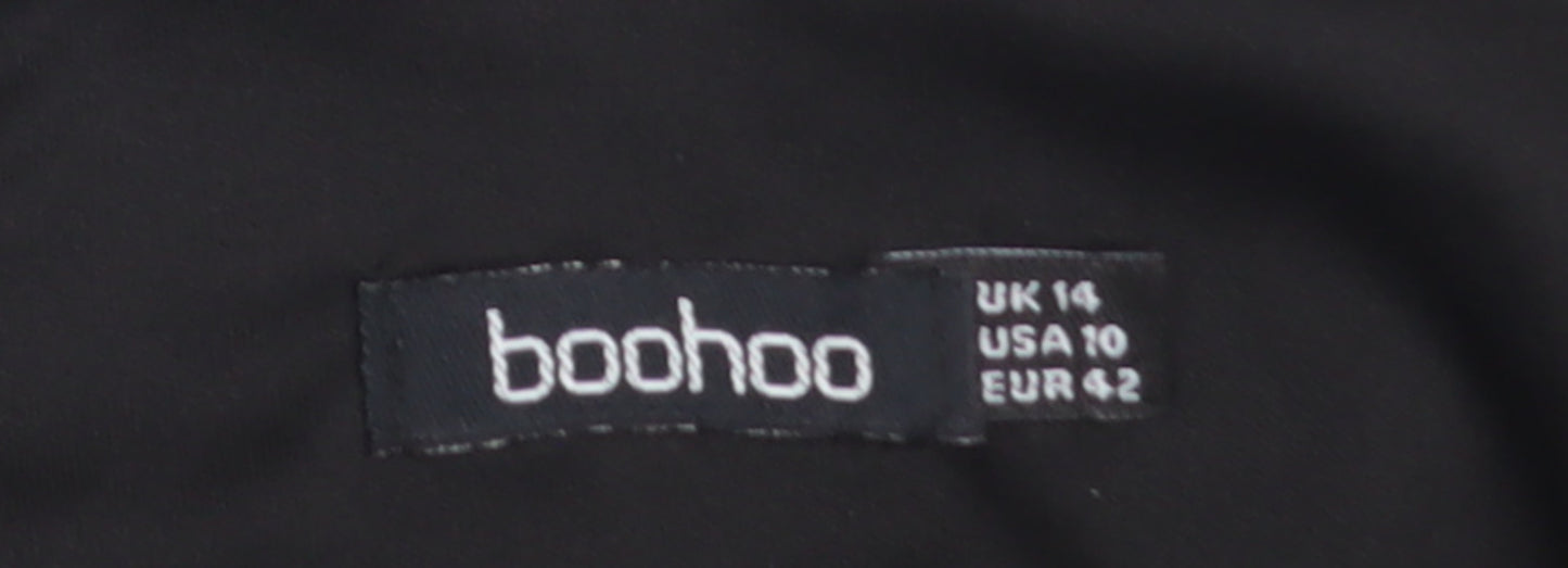 Boohoo Women's Black Off Shoulder Puff Sleeve Bodysuit Size 14
