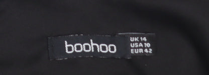 Boohoo Women's Black Off Shoulder Puff Sleeve Bodysuit Size 14