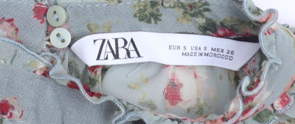 Zara Women’s Multicoloured Floral Chiffon Blouse Size S Long Sleeve