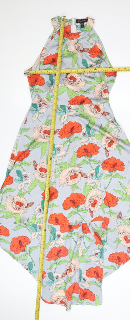 QED London Women's Multicoloured Floral Hi-Low A-Line Dress Size 10
