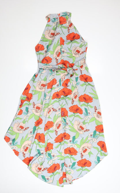 QED London Women's Multicoloured Floral Hi-Low A-Line Dress Size 10