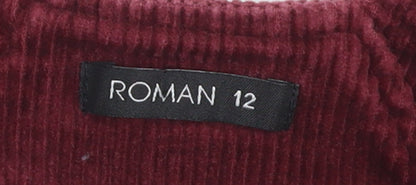 Roman Womens Red Corduroy Pinafore Dress Size 12 Sleeveless Workwear
