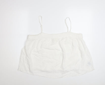 H&M Women White Camisole Tank Top L Cotton Linen Summer