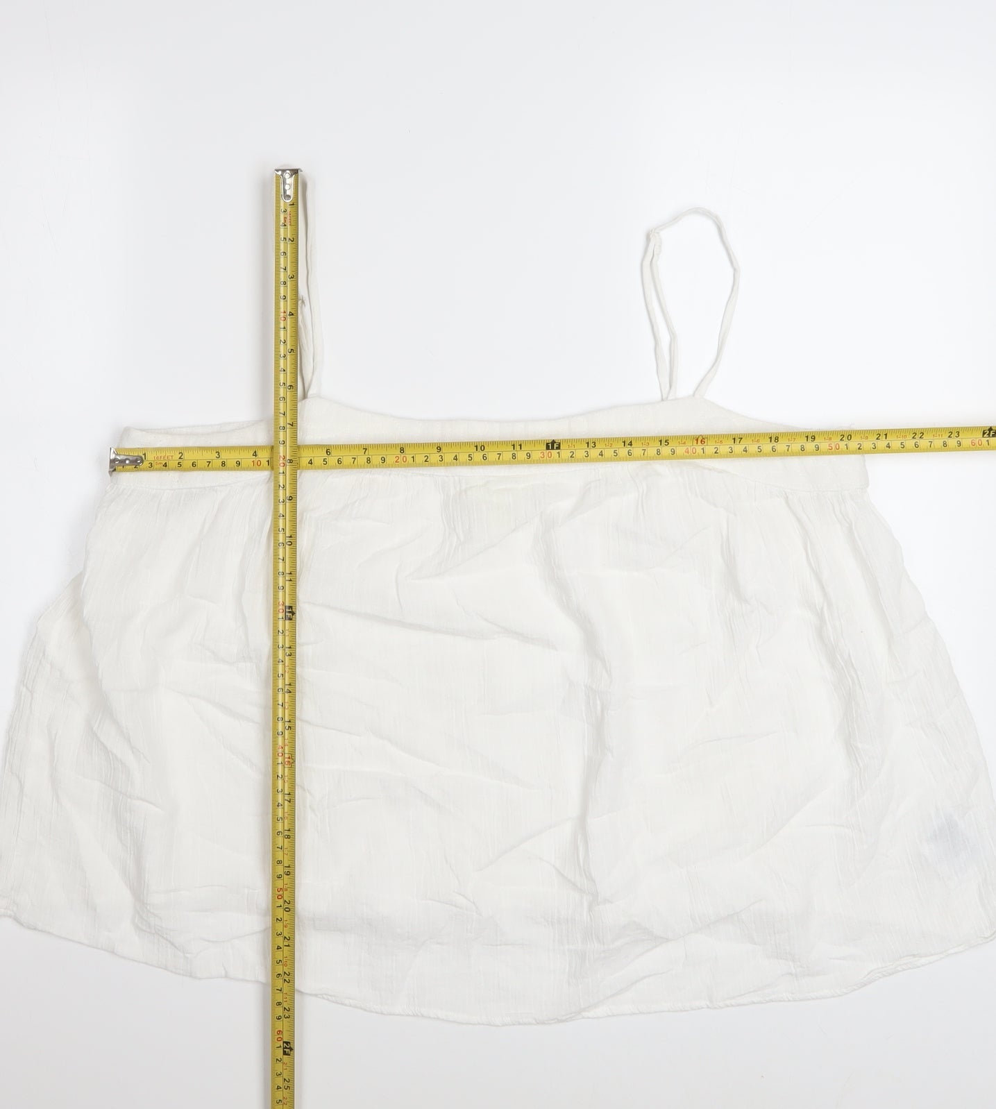 H&M Women White Camisole Tank Top L Cotton Linen Summer