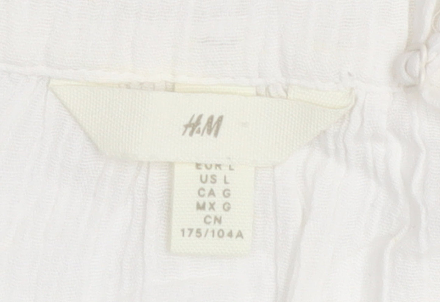 H&M Women White Camisole Tank Top L Cotton Linen Summer