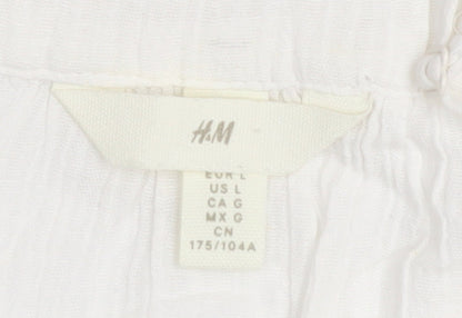 H&M Women White Camisole Tank Top L Cotton Linen Summer