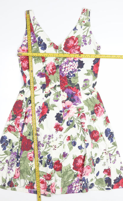 Style Et File Women's Multicoloured Floral Fit & Flare Cotton Dress Size 12