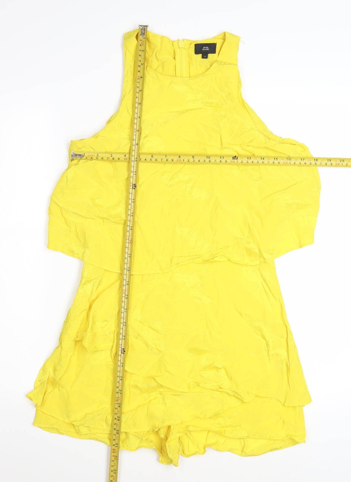 River Island Women's Yellow Sleeveless Woven Playsuit Size 10