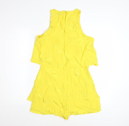 River Island Women's Yellow Sleeveless Woven Playsuit Size 10