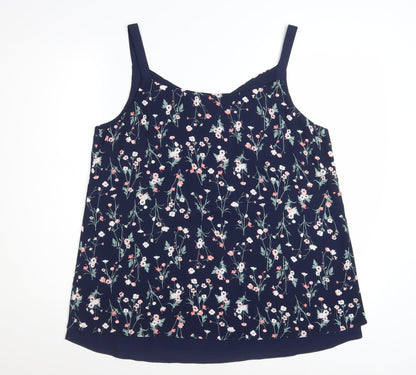 Nutmeg Women’s Blue Floral Camisole Top Size 16 Polyester Sleeveless