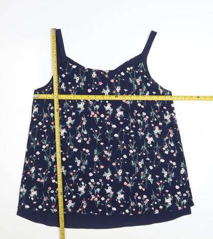 Nutmeg Women’s Blue Floral Camisole Top Size 16 Polyester Sleeveless