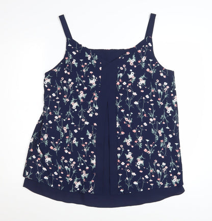 Nutmeg Women’s Blue Floral Camisole Top Size 16 Polyester Sleeveless