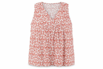 Bonmarché Women's Pink Geometric Sleeveless V-Neck Tunic Blouse Size 18