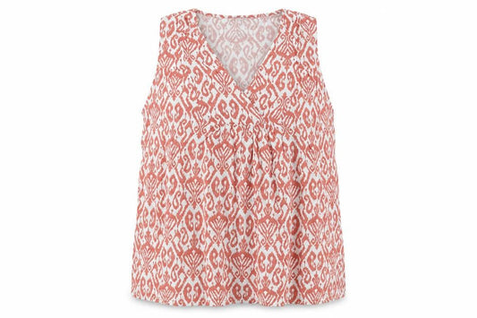 Bonmarché Women's Pink Geometric Sleeveless V-Neck Tunic Blouse Size 18