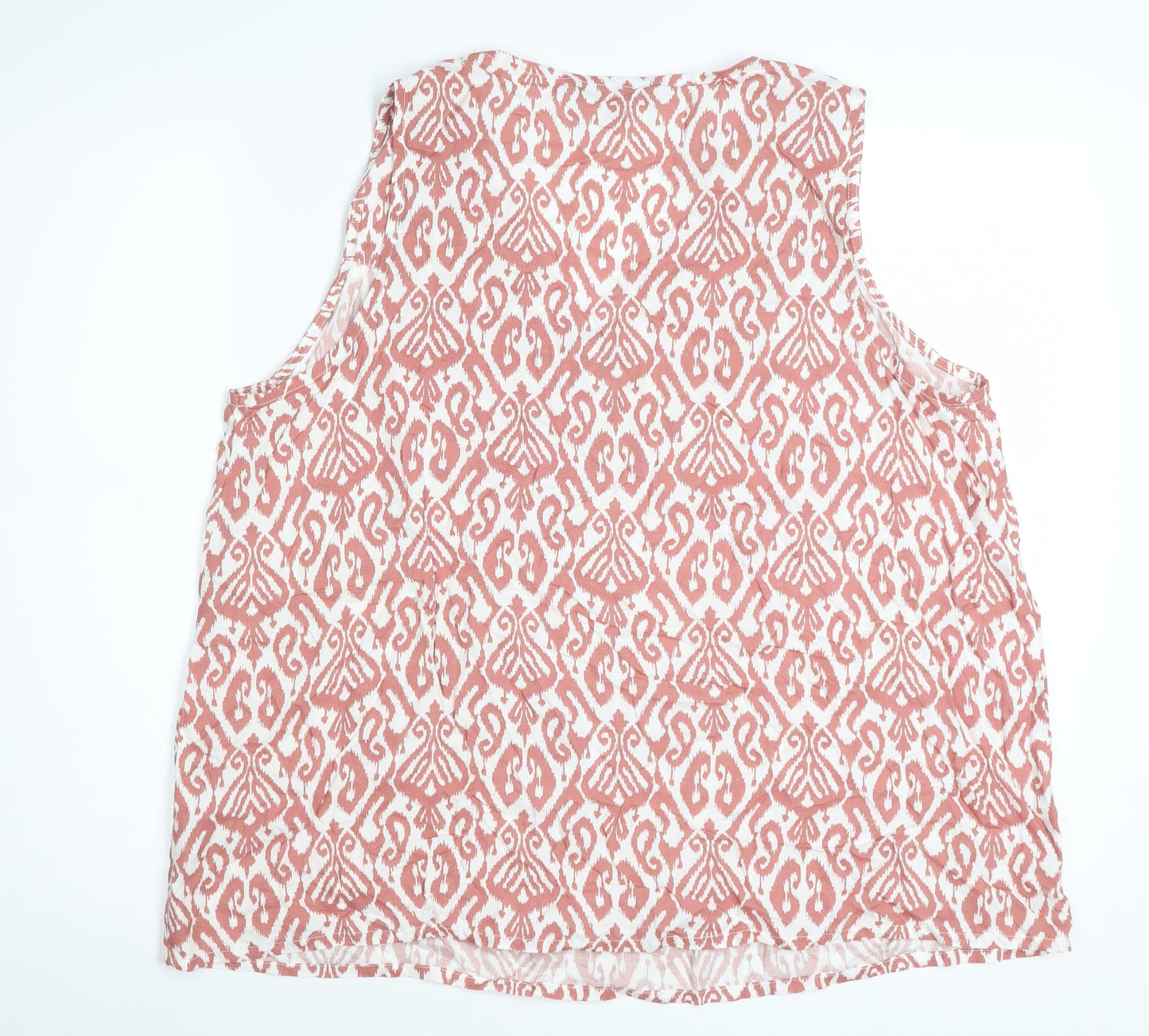 Bonmarché Women's Pink Geometric Sleeveless V-Neck Tunic Blouse Size 18