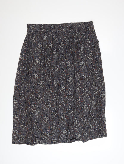 Fat Face Women's Blue Paisley Viscose A-Line Midi Skirt Size 14
