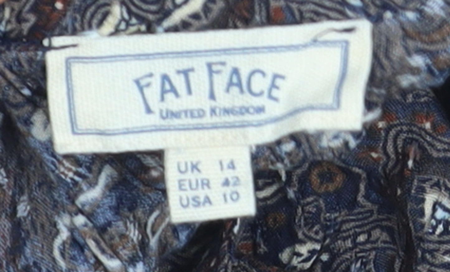 Fat Face Women's Blue Paisley Viscose A-Line Midi Skirt Size 14