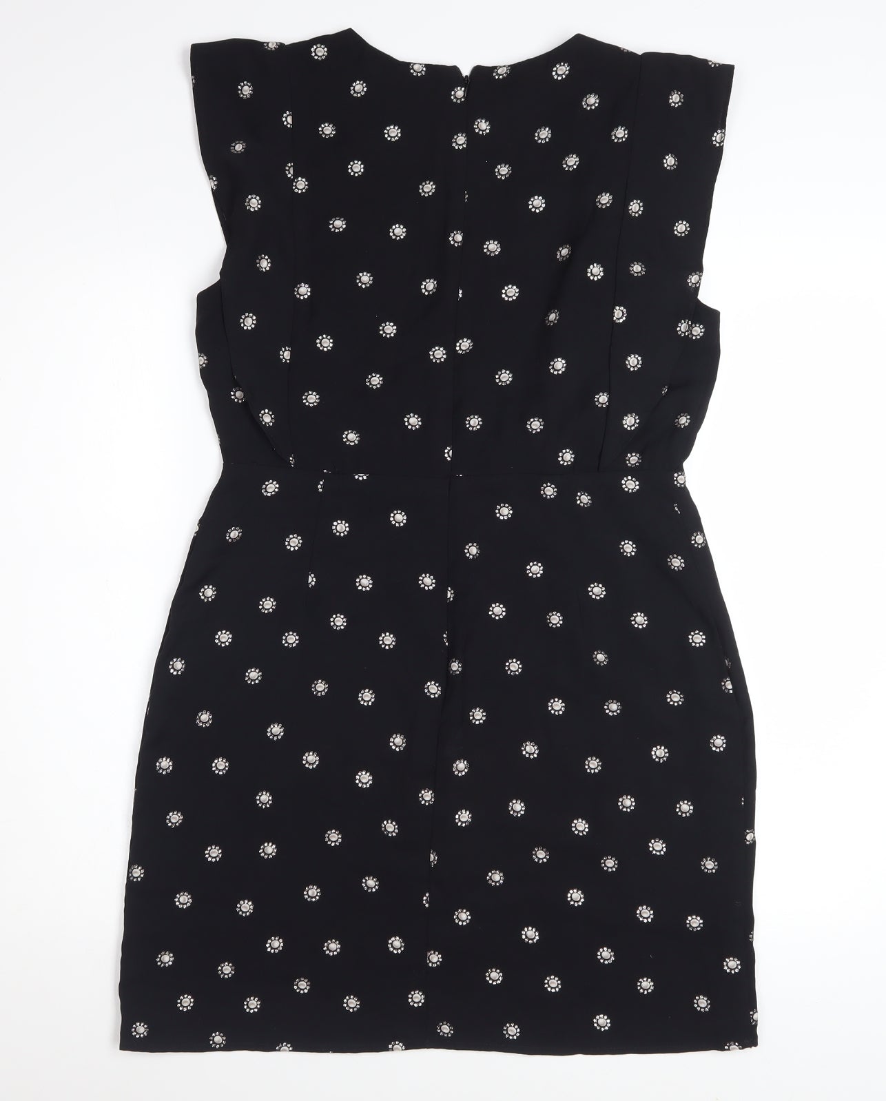 Liena Women Black Floral Embroidered Shift Dress Size 12