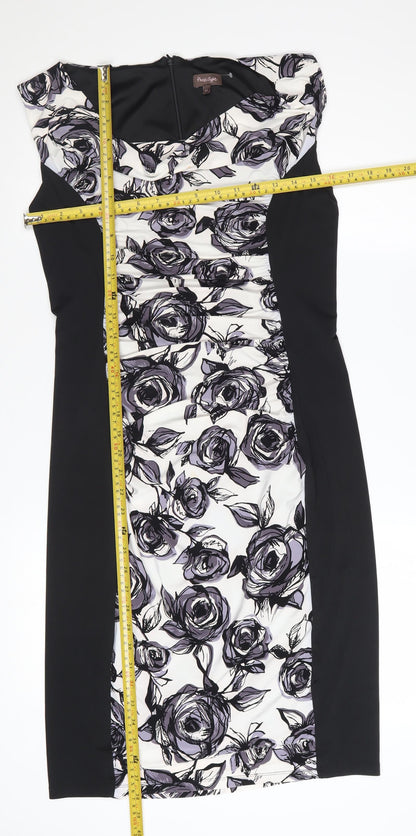 Phase Eight Women’s Black Floral Bodycon Dress Size 14