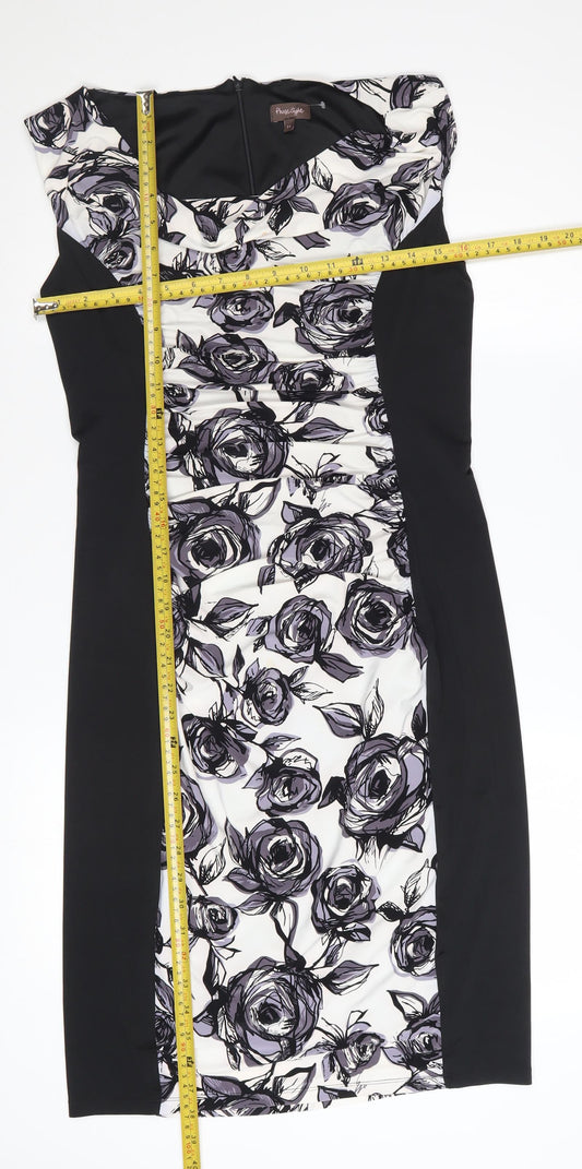 Phase Eight Women’s Black Floral Bodycon Dress Size 14
