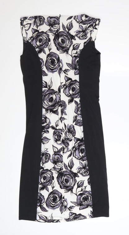 Phase Eight Women’s Black Floral Bodycon Dress Size 14