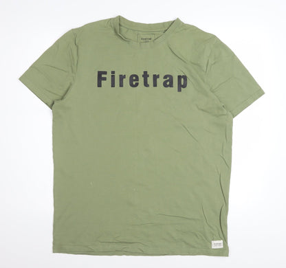 Firetrap Men's Green XL Graphic Logo Cotton T-Shirt