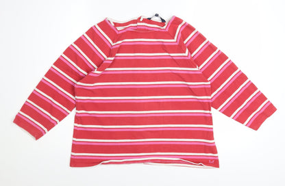 Crew Clothing Company Women's Red Striped Cotton Long Sleeve Top Size 12