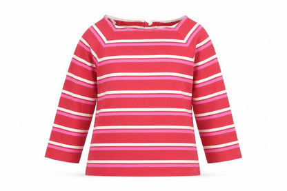 Front view of Crew Clothing Women's Red Striped Cotton Long Sleeve Top, size 12