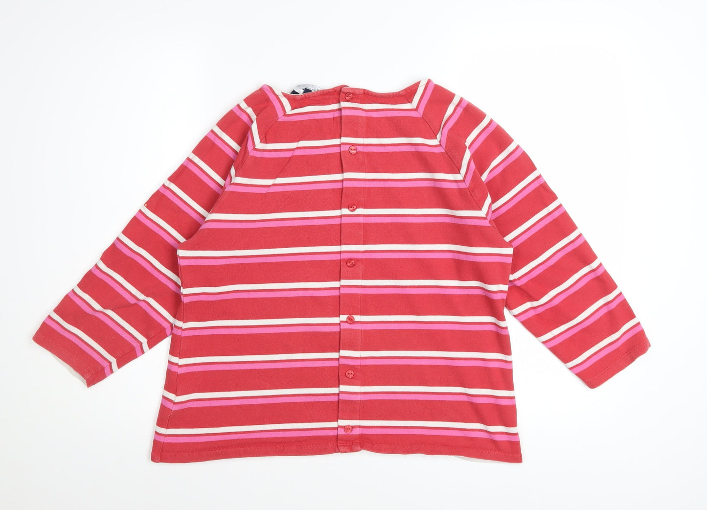Crew Clothing Company Women's Red Striped Cotton Long Sleeve Top Size 12