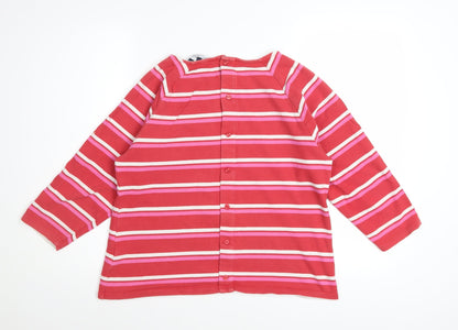 Crew Clothing Company Women's Red Striped Cotton Long Sleeve Top Size 12