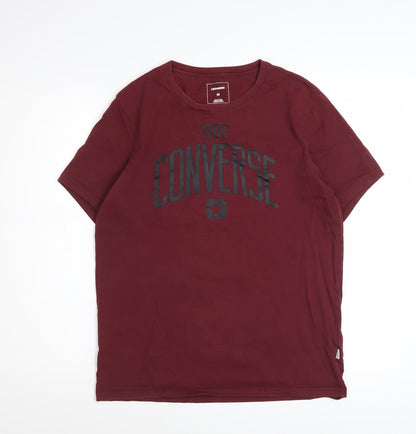 Converse Men's Red Graphic Logo T-Shirt Size M Crew Neck Cotton