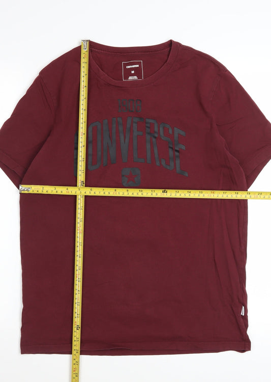 Converse Men's Red Graphic Logo T-Shirt Size M Crew Neck Cotton