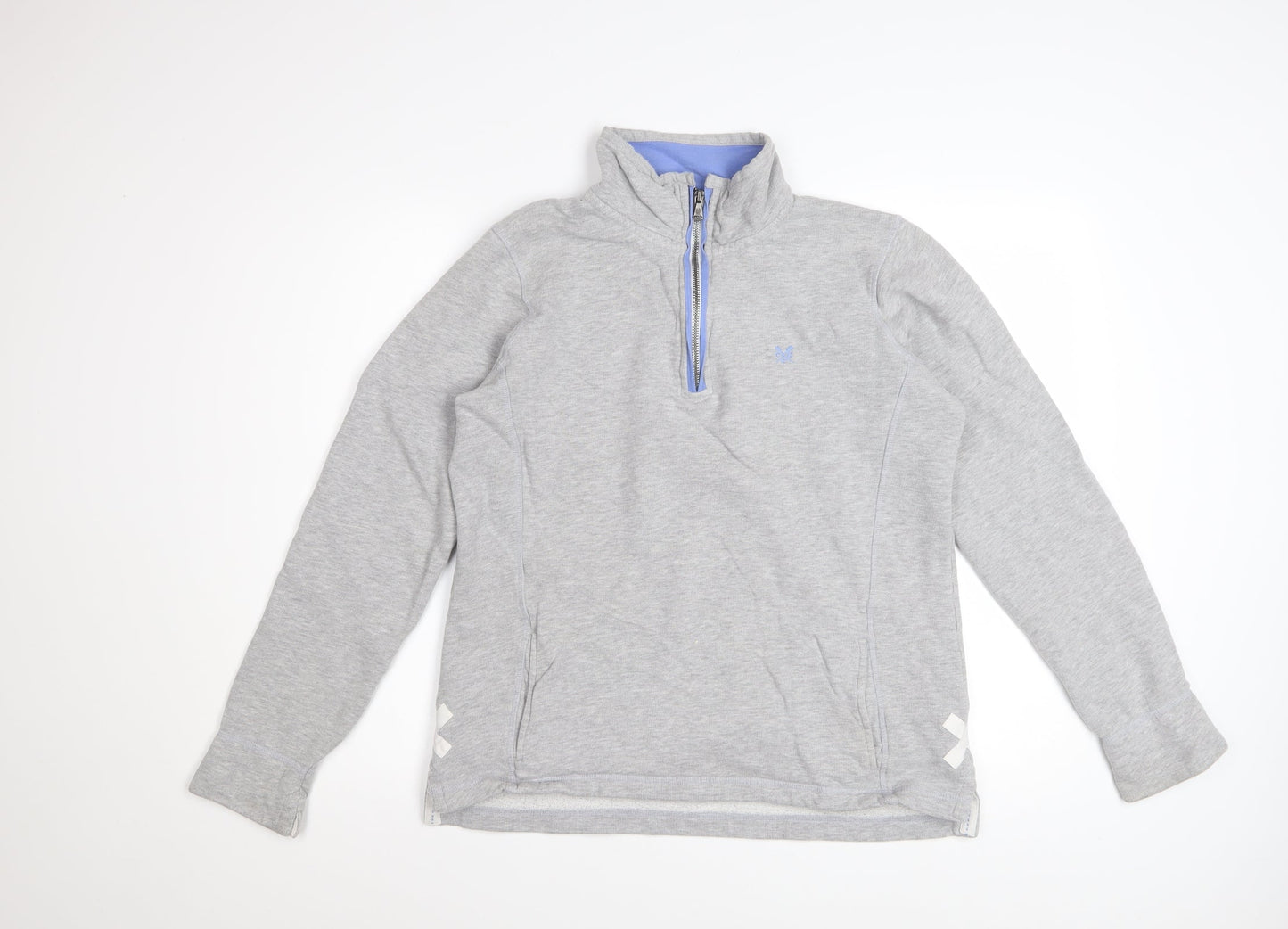 Crew Clothing Women's Grey 1/4 Zip Cotton Sweatshirt Size 12