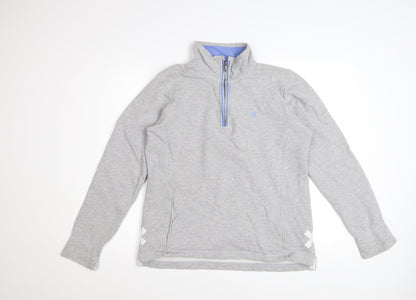 Crew Clothing Women's Grey 1/4 Zip Cotton Sweatshirt Size 12