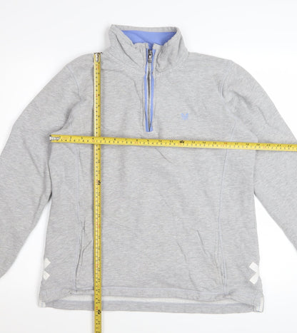 Crew Clothing Women's Grey 1/4 Zip Cotton Sweatshirt Size 12