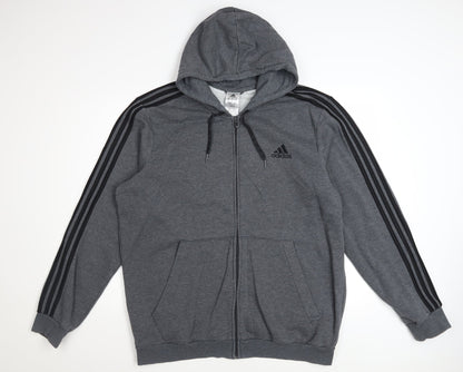Adidas Men’s Grey Full Zip Hoodie XL Sportswear
