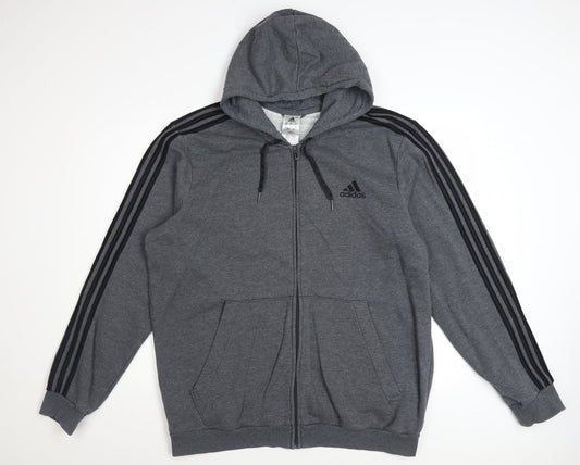 Adidas Men’s Grey Full Zip Hoodie XL Sportswear