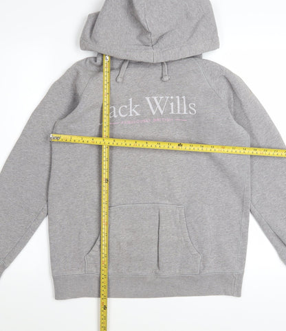 Jack Wills Womens Grey Pullover Hoodie UK 10 Cotton Blend Casual