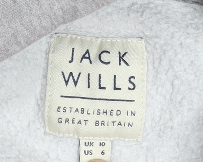 Jack Wills Womens Grey Pullover Hoodie UK 10 Cotton Blend Casual
