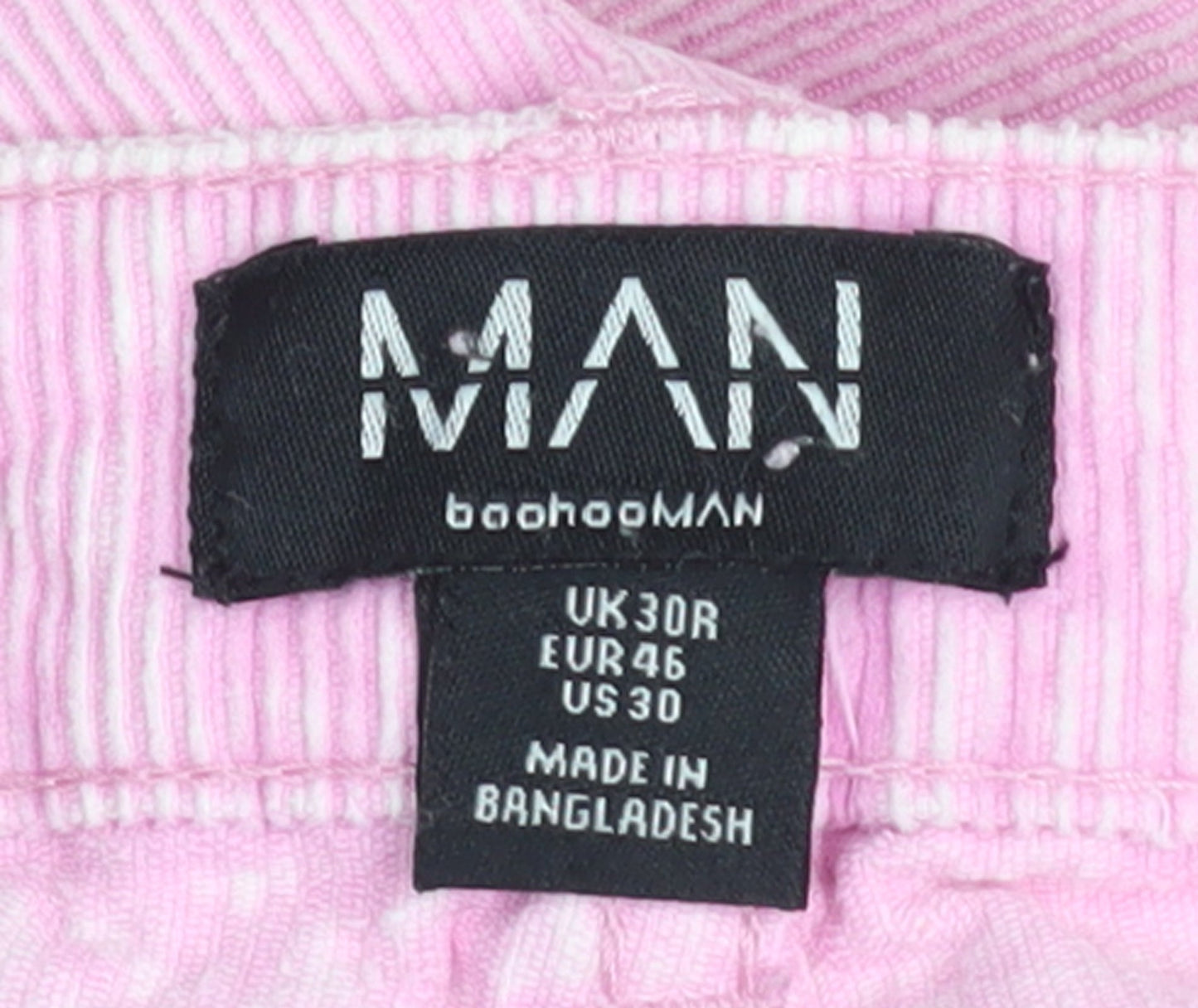 boohooMAN Men's Pink Corduroy Cargo Trousers Size 30 Regular