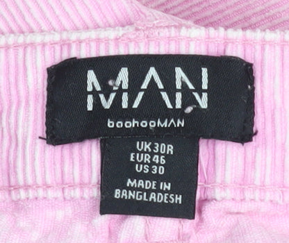 boohooMAN Men's Pink Corduroy Cargo Trousers Size 30 Regular