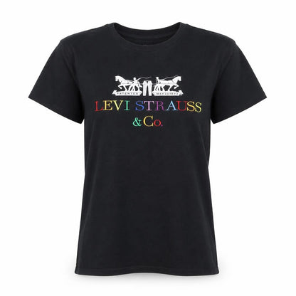 Levi's Women's Black Embroidered Logo Cotton T-Shirt Size S