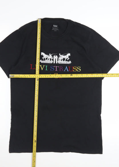 Levi's Women's Black Embroidered Logo Cotton T-Shirt Size S
